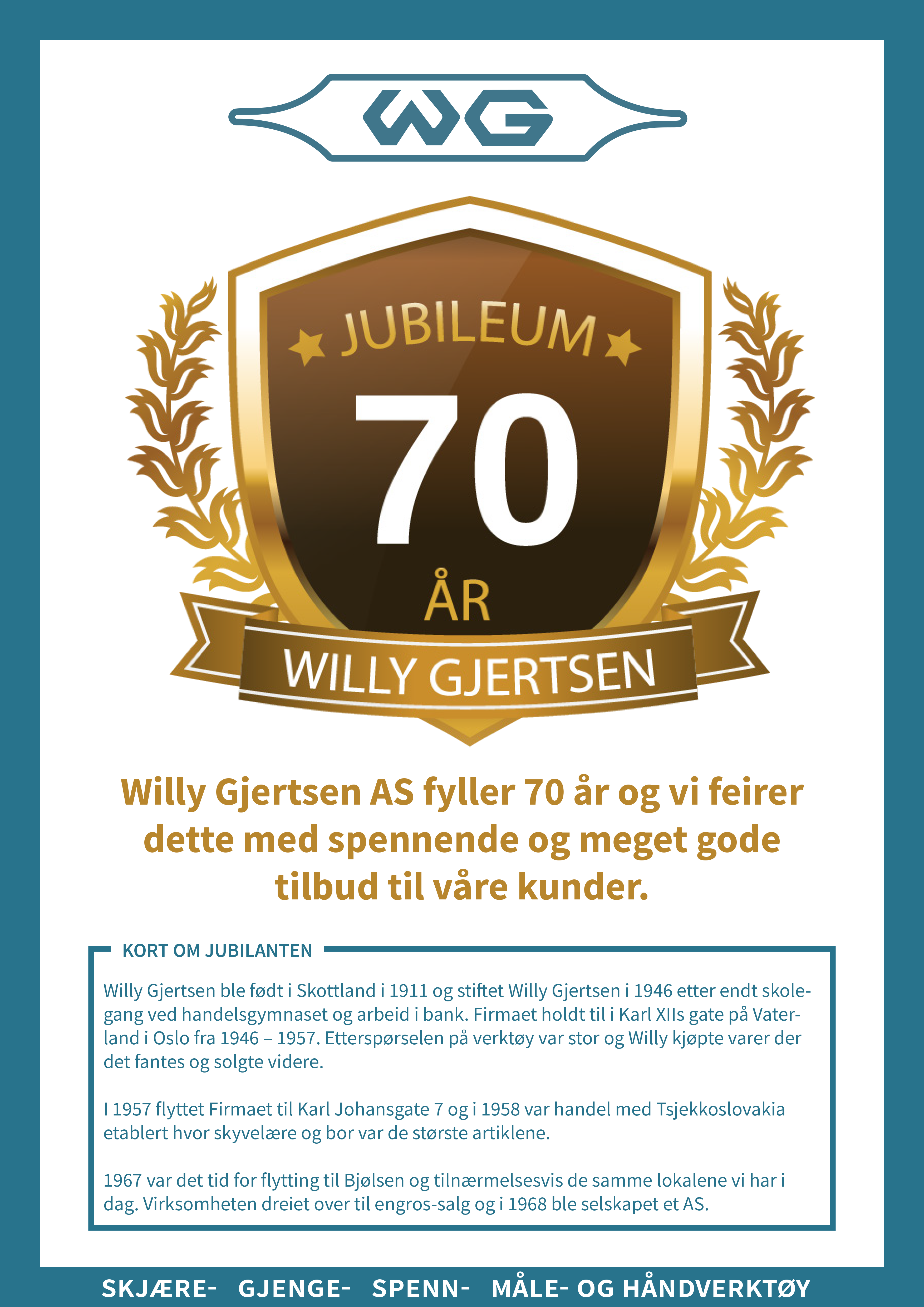 Willy Gjertsen 70 år
